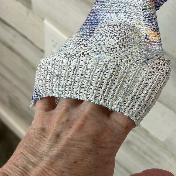 Sioni Tunic Sweater Knit/Chiffon Layered Long Sleeve Pullover Scoop Neck Medium - Picture 5 of 10